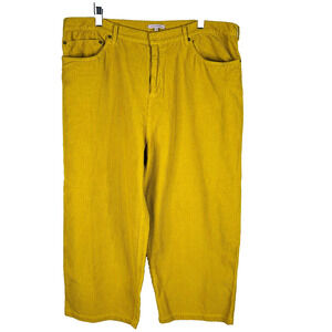 Frances Valentine Size 18 Wide Leg Pants Yellow Cropped Wide‎ Whale Corduroy